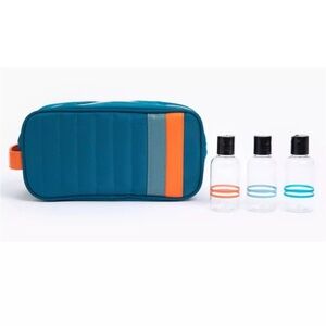 Teal Travel Toiletry Bag with Bottles